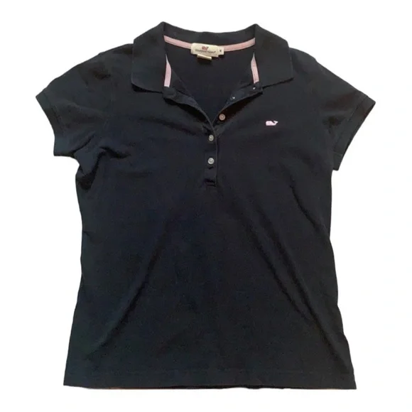 Vineyard Vines Cap Sleeve Y2K Navy Polo Size Medium - Picture 1 of 2
